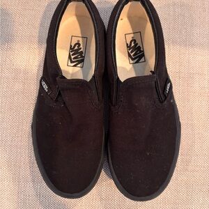 Vans Kids Black Canvas Slip-On Sneakers